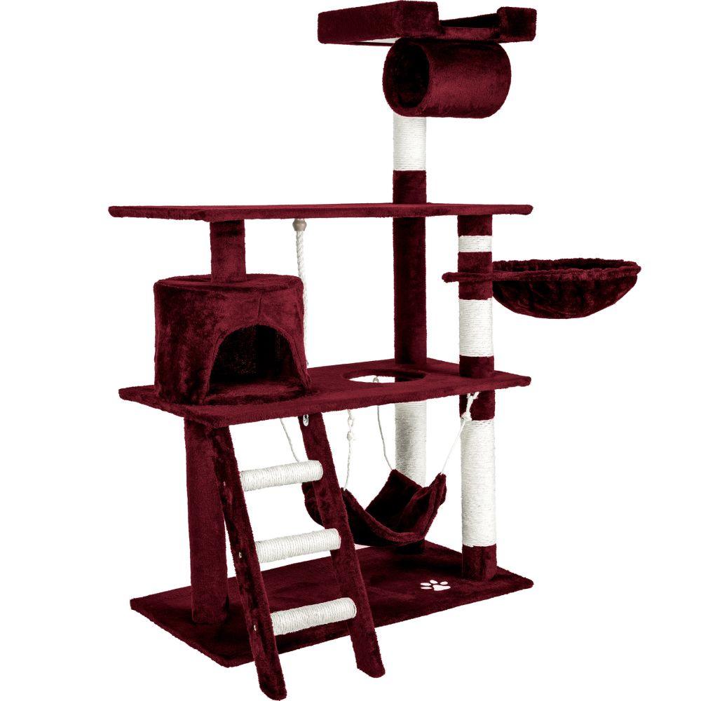 Arbre à chat 141 cm rouge bordeaux 3708104 - Helloshop26