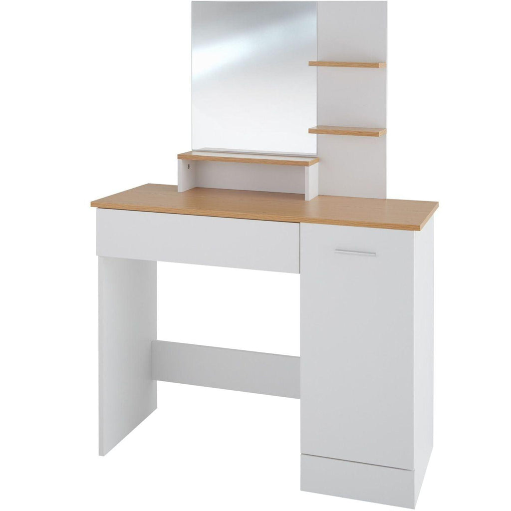 Coiffeuse avec miroir tiroir table de maquillage élégante moderne 137,5 cm blanche 08_0000240 - Helloshop26