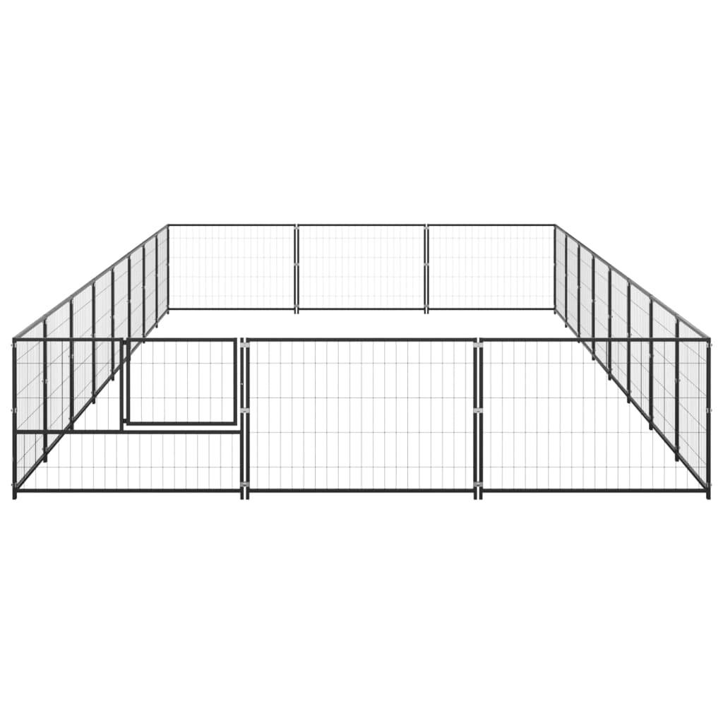 Chenil extérieur cage enclos parc animaux chien noir 24 m² acier 02_0000511 - Helloshop26