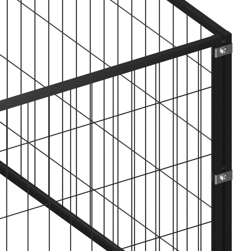 Chenil extérieur cage enclos parc animaux chien noir 24 m² acier 02_0000511 - Helloshop26