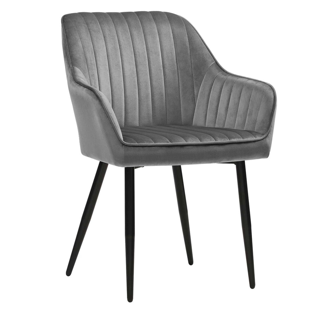 Chaise de salle à manger fauteuil siège rembourrée avec accoudoirs largeur d’assise 49 cm pieds en métal revêtement en velours charge 110 kg pour salon chambre gris clair ldc087g03 12_0002426 - Helloshop26