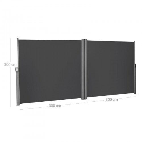 Double store latéral extractible brise-vue pare-soleil tissus en polyester 280g/㎡ 200 x 600 cm  gris foncé 12_0000975 - Helloshop26