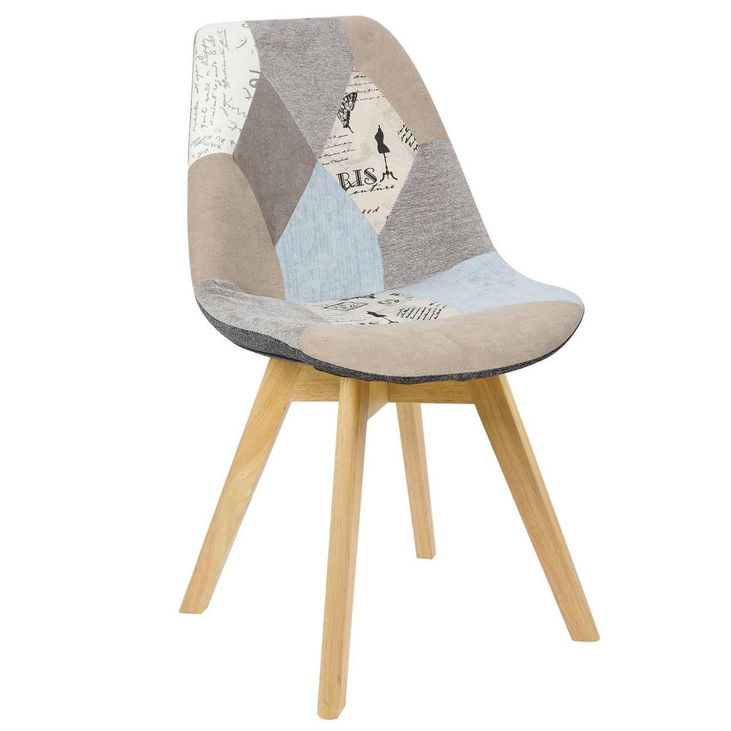 Chaise de salle à manger bois et lin gris 19_0000384 - Helloshop26