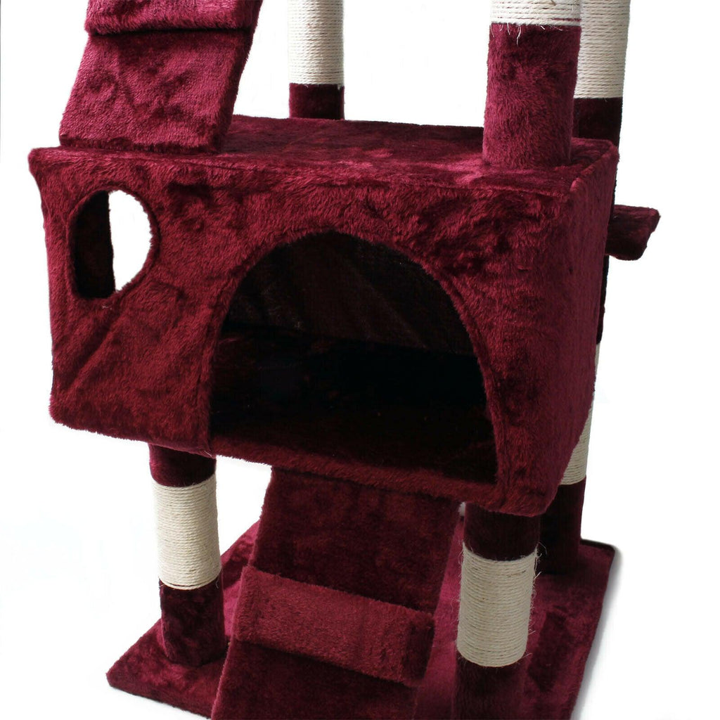 Arbre à chat 170 cm corde en sisal griffoir grattoir jeux plateforme rouge 16_0000022 - Helloshop26