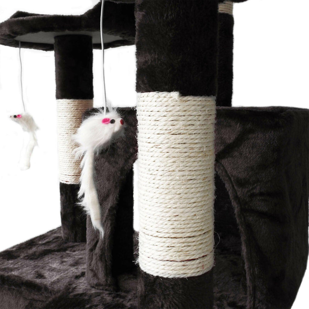 Arbre à chat 170 cm corde en sisal griffoir grattoir jeux plateforme noir 16_0000014 - Helloshop26