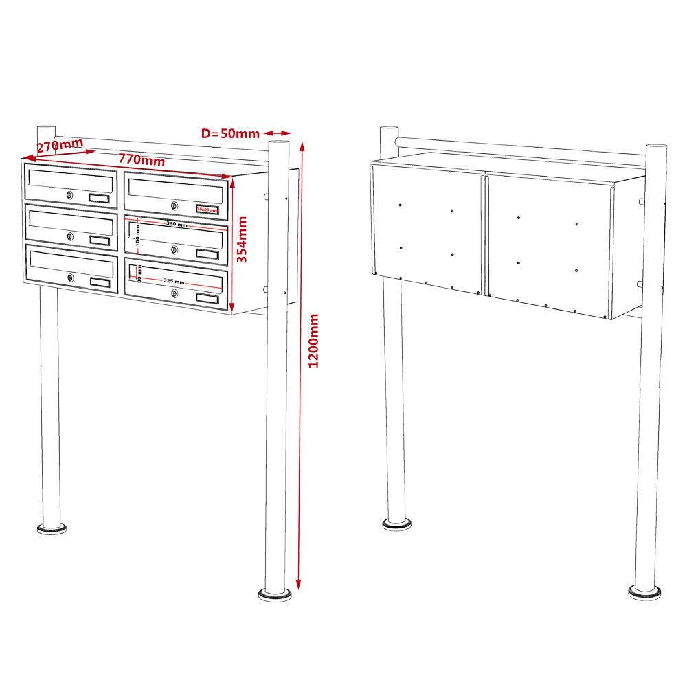 Double bloc 6 boites aux lettres sur pieds entrées courrier blanc 16_0000148 - Helloshop26