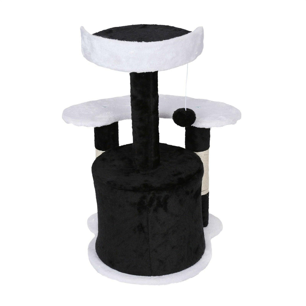 Arbre à chat hauteur 65 cm avec corde en sisal griffoir jeux noir/ blanc 16_0000012 - Helloshop26